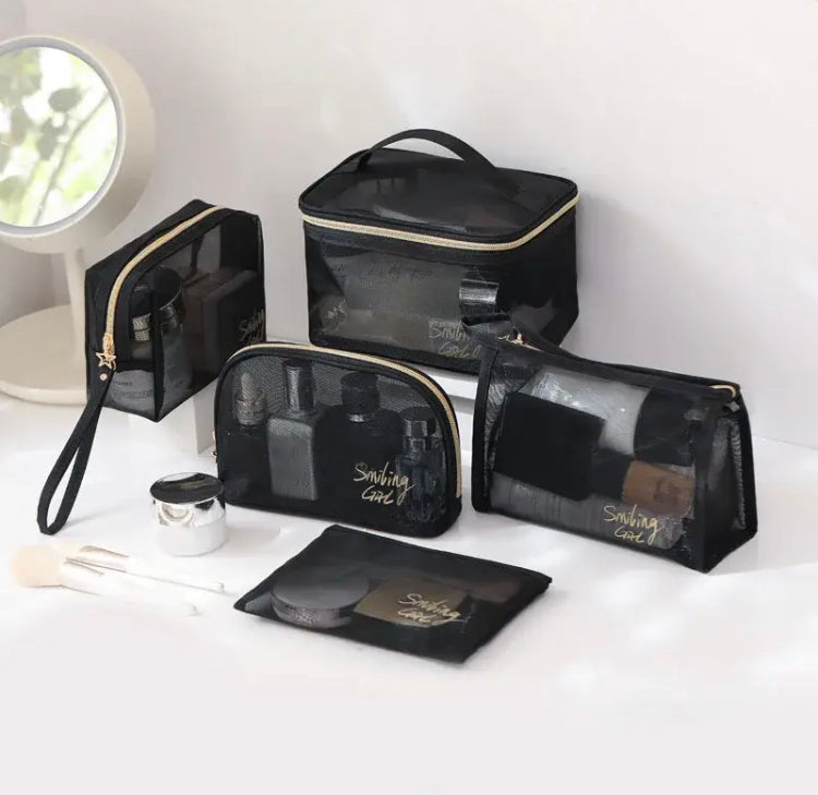 Set Of 5 Makeup Pouch, High Grade Transparent Cosmetic Bag, Large Capacity Portable Travel Organizer Set Of 5 Makeup Pouch, High Grade Transparent Cosmetic Bag, Large Capacity Portable Travel Organizer